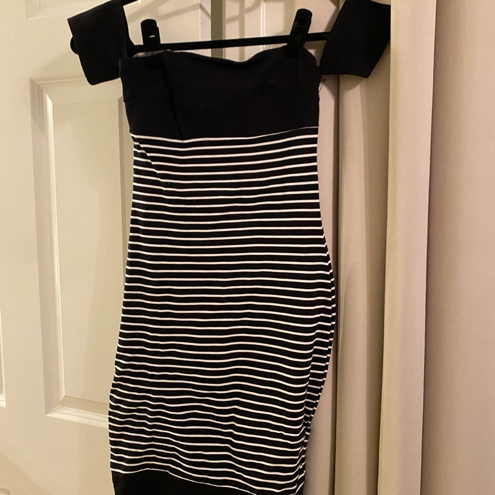 Dress with off the shoulder arm cuffs